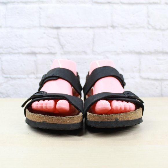 Birki´s by Birkenstock Unisex Black Leather Ankle Strap Sandals Size 39 L8 / M6 - Picture 4 of 9